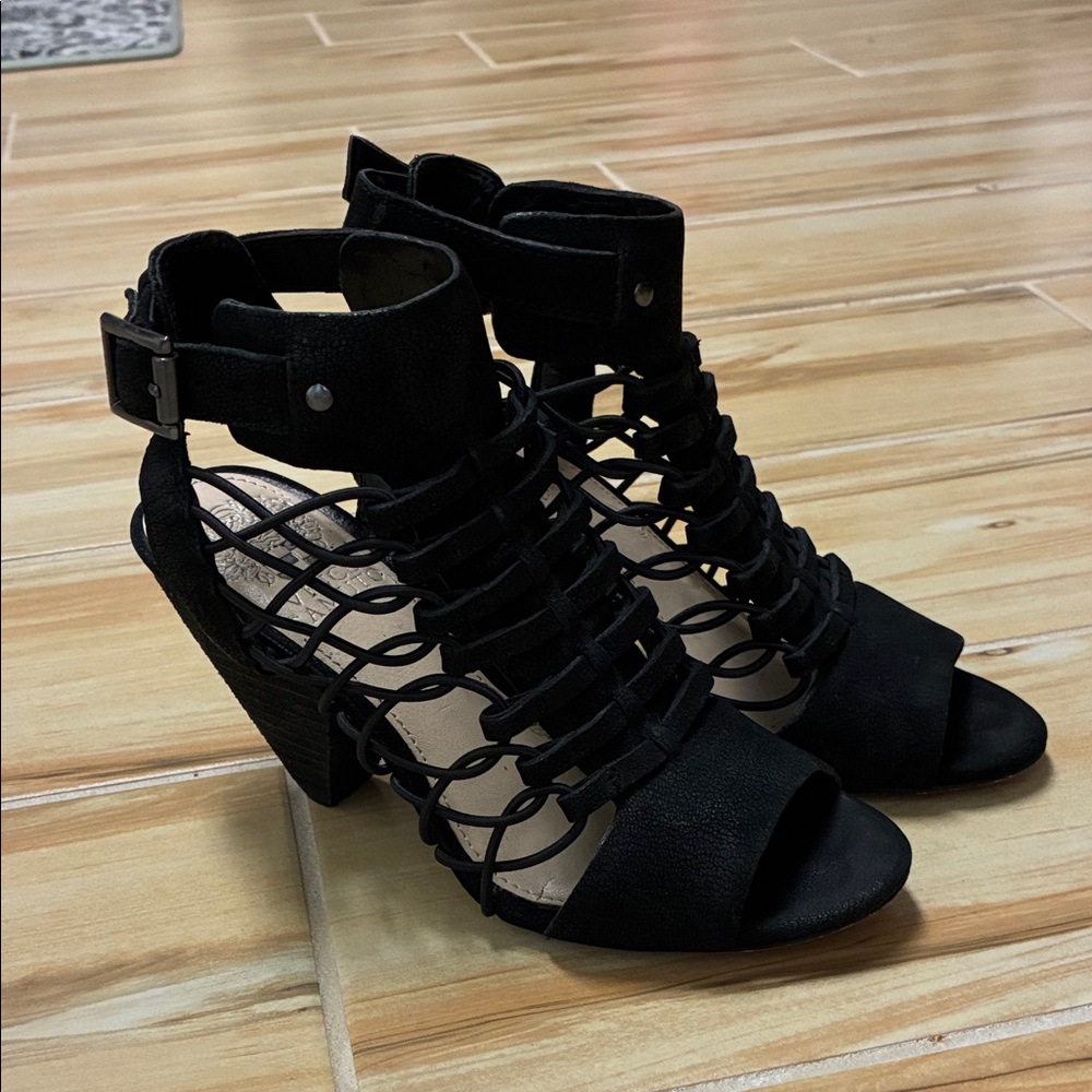 Vince Camuto Black Wedge Sandals